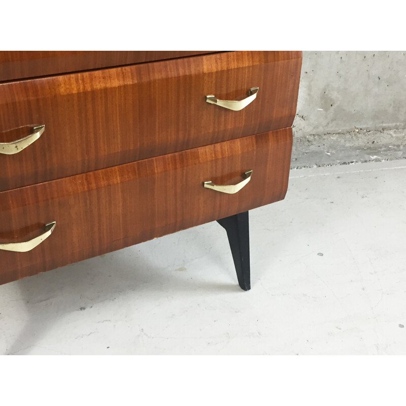 Mid century chest of drawers with brass handles - 1960s