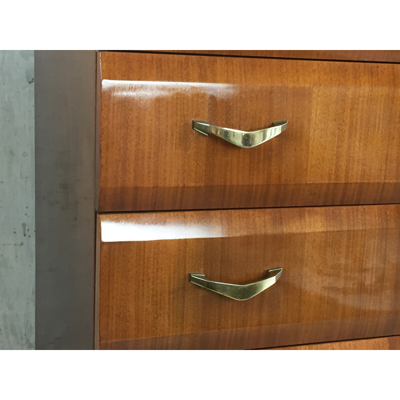 Mid century chest of drawers with brass handles - 1960s