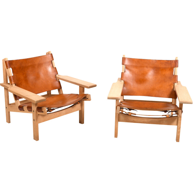 Pair of vintage hunting armchairs model 168 by Kurt Østervig for Kp Møbler, Denmark 1960s