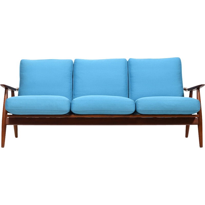 Vintage Ge-270 sofa in teak with cushions by Hans Wegner for Getama, Denmark 1950s