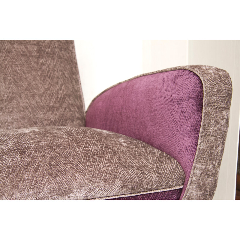 Pair of vintage purple velvet armchairs, Italy 1960