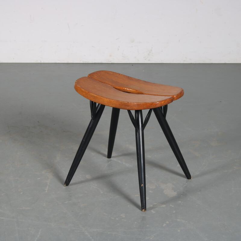 Vintage "Pirkka" stool by Ilmari Tapiovaara for Laukaan Puu, Finland 1950s