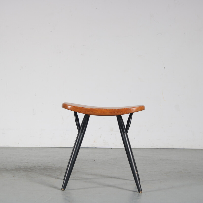 Vintage "Pirkka" stool by Ilmari Tapiovaara for Laukaan Puu, Finland 1950s