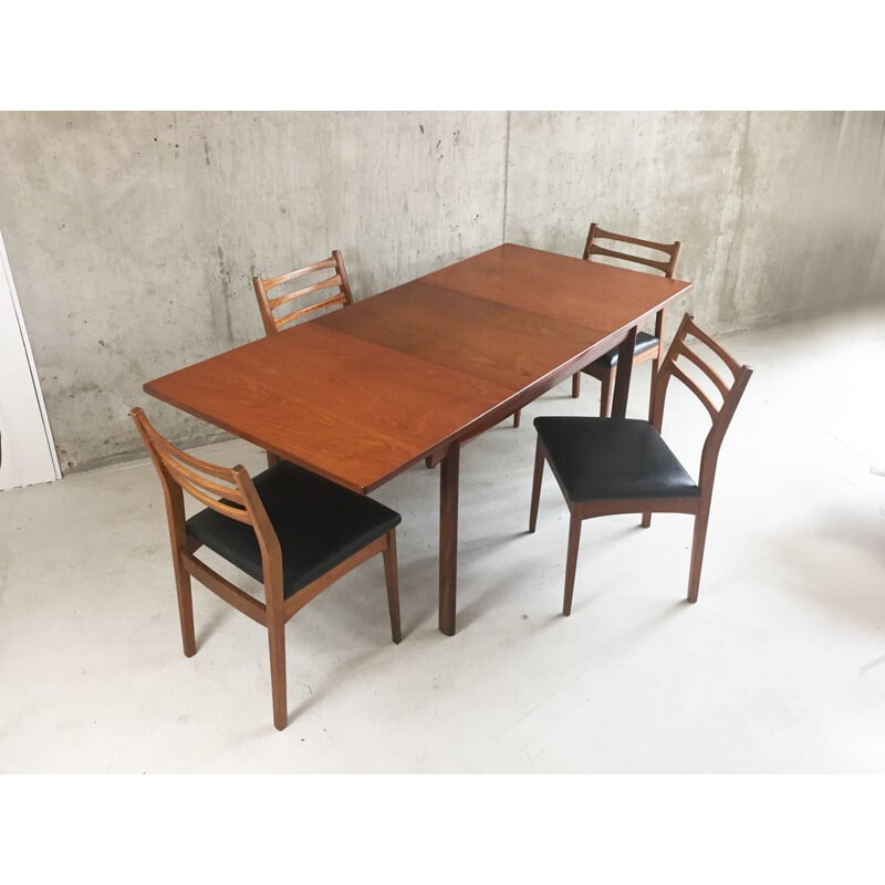 Mid century White and Newton dining table and 4 dining chairs - 1970s