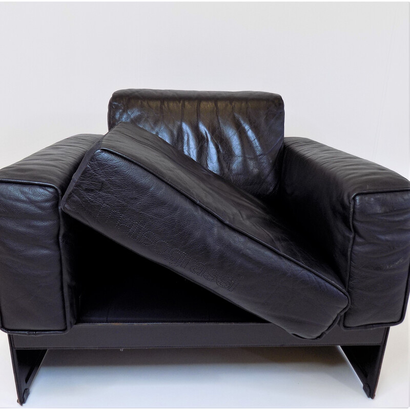 Paire de fauteuils vintage Korium Km 3/1 en cuir par Tito Agnoli pour Matteo Grassi