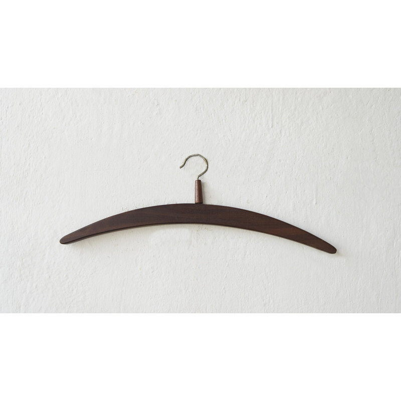 Set of 4 vintage Danish teak and steel coat hangers, 1960s