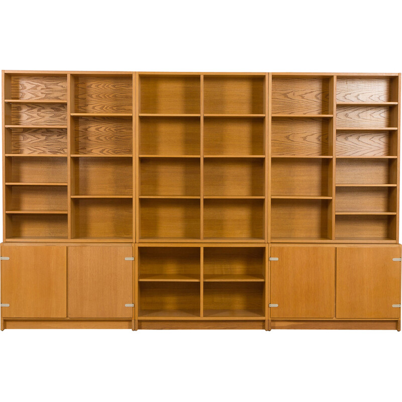 Mid century oakwood modular bookcase, Sweden 1970s