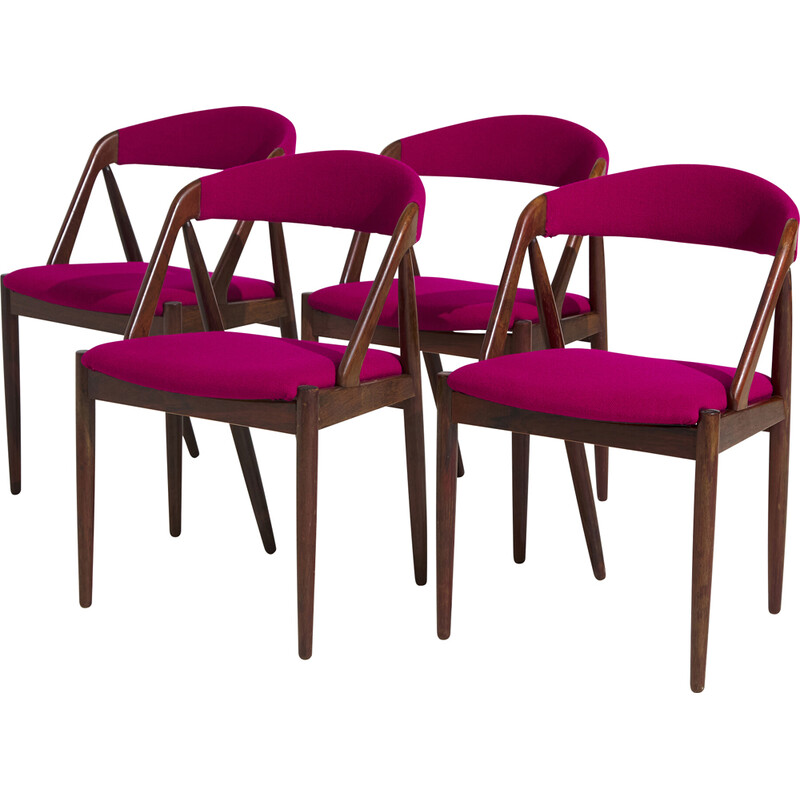 Conjunto de 4 cadeiras de pau-rosa vintage modelo 31 de Kai Kristiansen para Schou Andersen, 1960