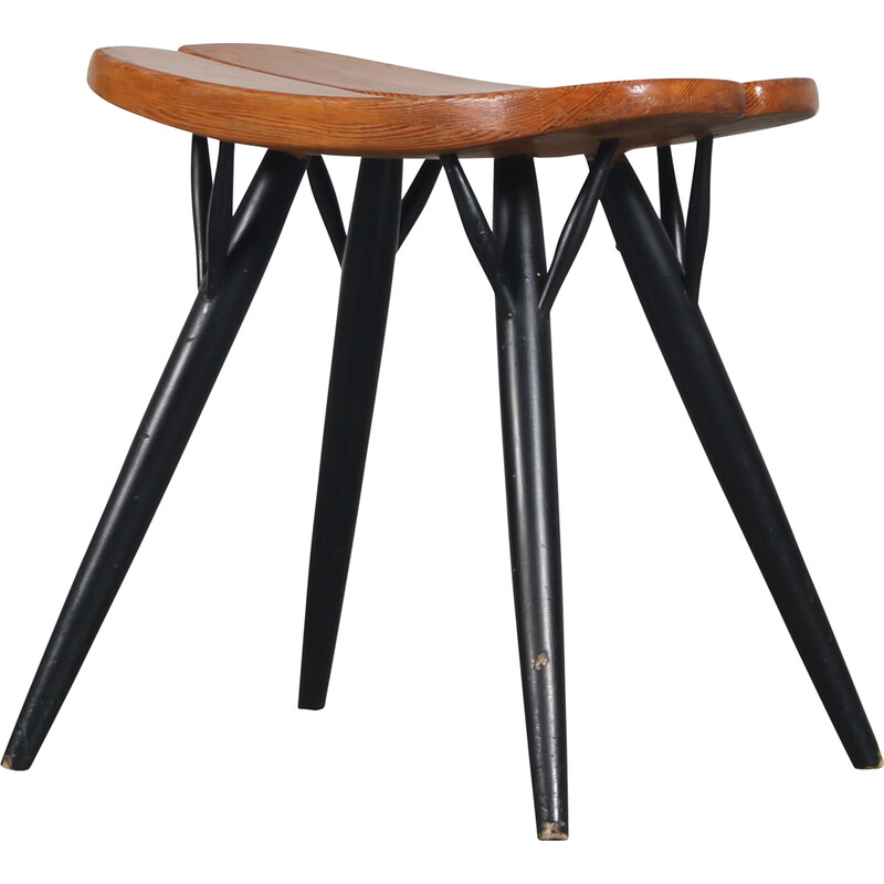 Vintage "Pirkka" stool by Ilmari Tapiovaara for Laukaan Puu, Finland 1950s