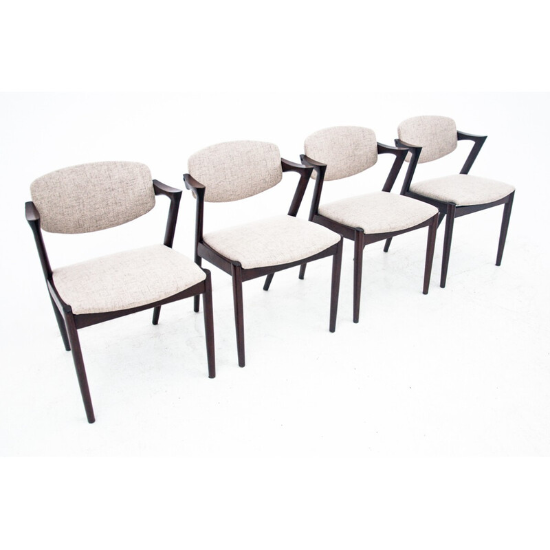 Set of 4 vintage Danish chairs model 42 by Kai Kristiansen, 1960s