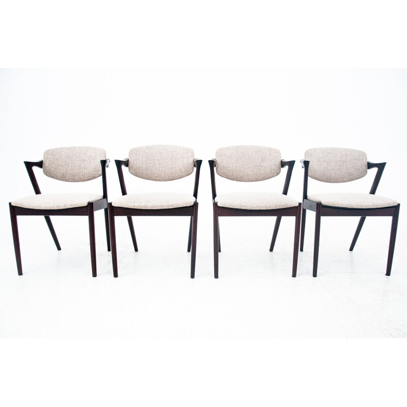 Set of 4 vintage Danish chairs model 42 by Kai Kristiansen, 1960s