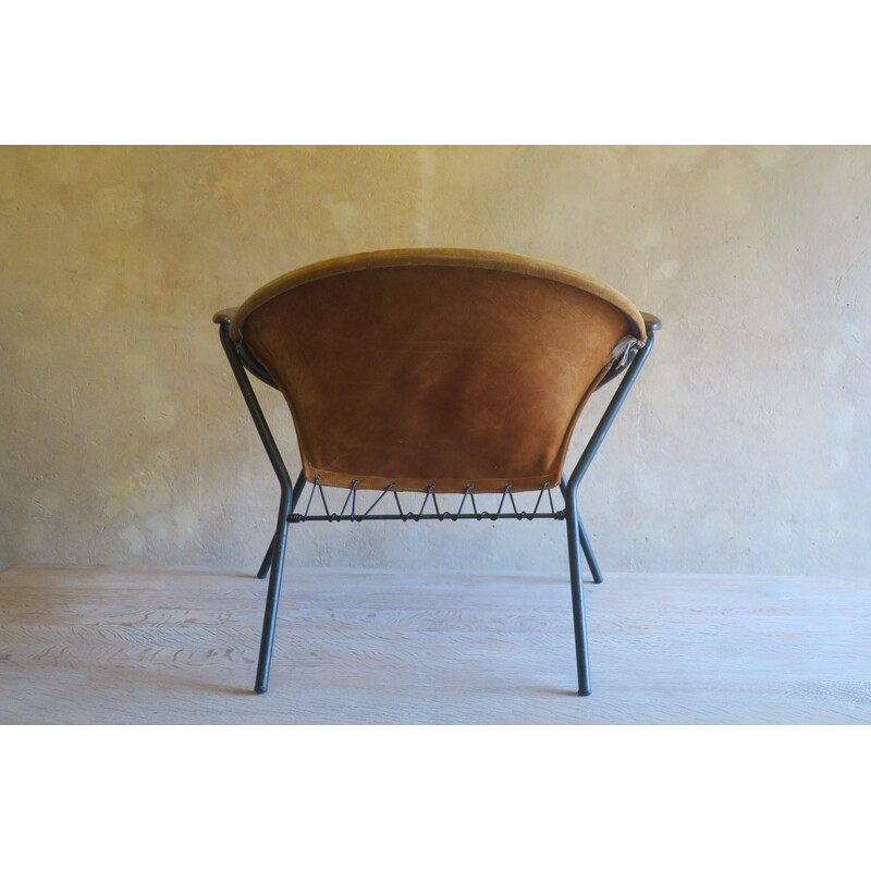 Fauteuil vintage en cuir suédé par Hans Olsen pour Lea Design, 1950