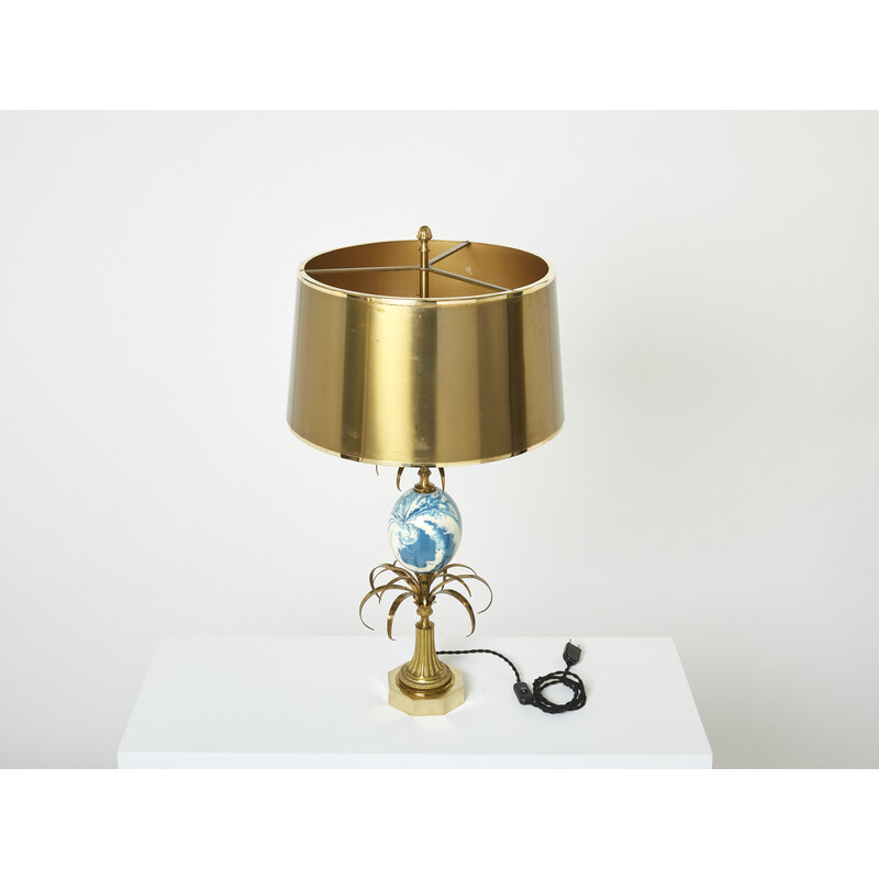 Pair of vintage brass and ostrich egg lamps by Maison Charles, 1960