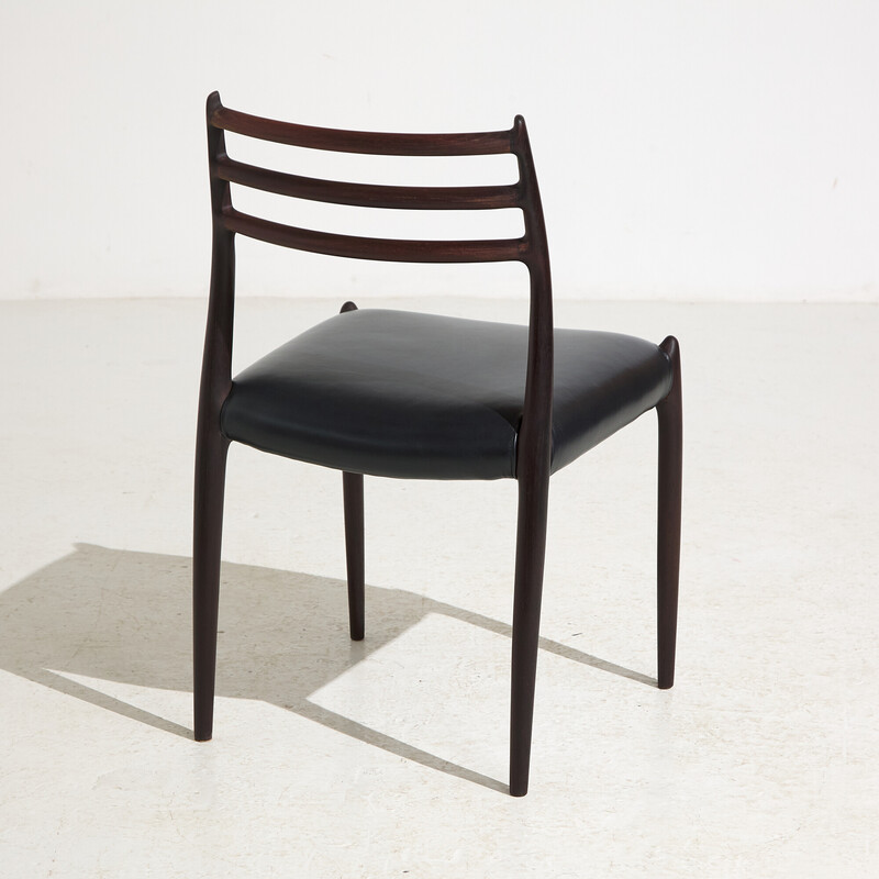 Conjunto de 6 cadeiras de jantar vintage modelo 78 de pau-rosa de Niels O. Møller para J.L. Møllers, década de 1960