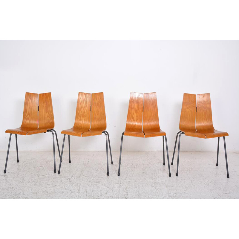 Set of 4 vintage chairs model Ga by Hans Bellmann for Horgenglarus, 1950