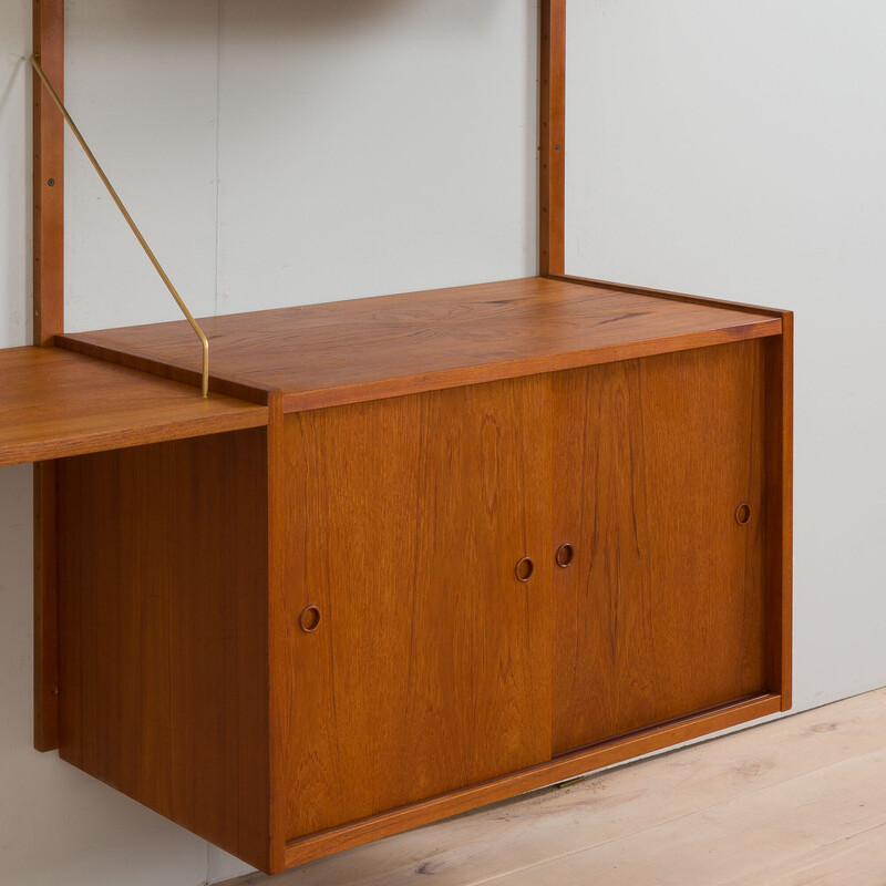 Vintage two bay teak wall unit by Preben Sorensen, Denmark 1960s