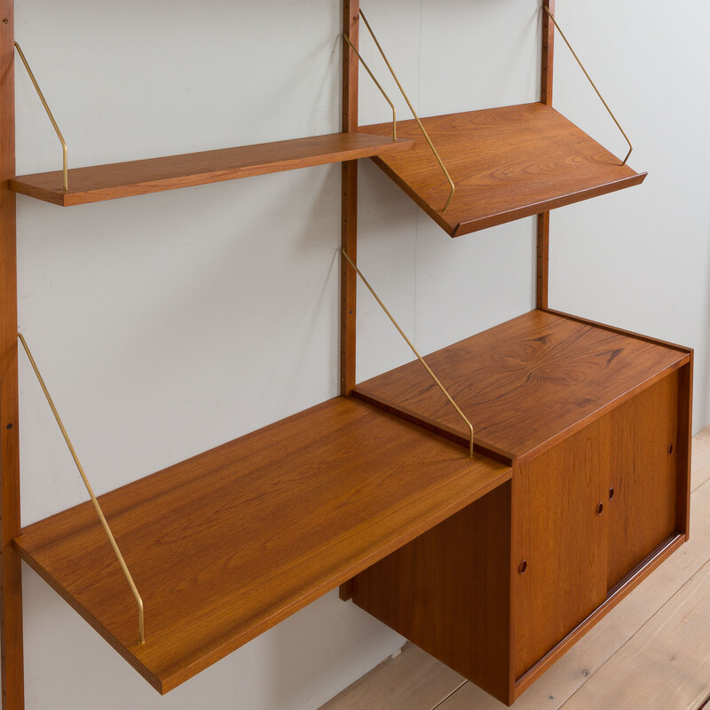 Vintage two bay teak wall unit by Preben Sorensen, Denmark 1960s