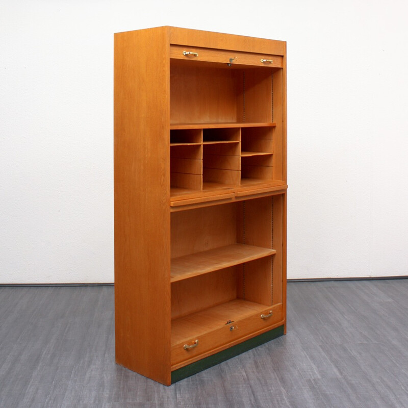 Light oakwood cabinet with several compartments - 1950s