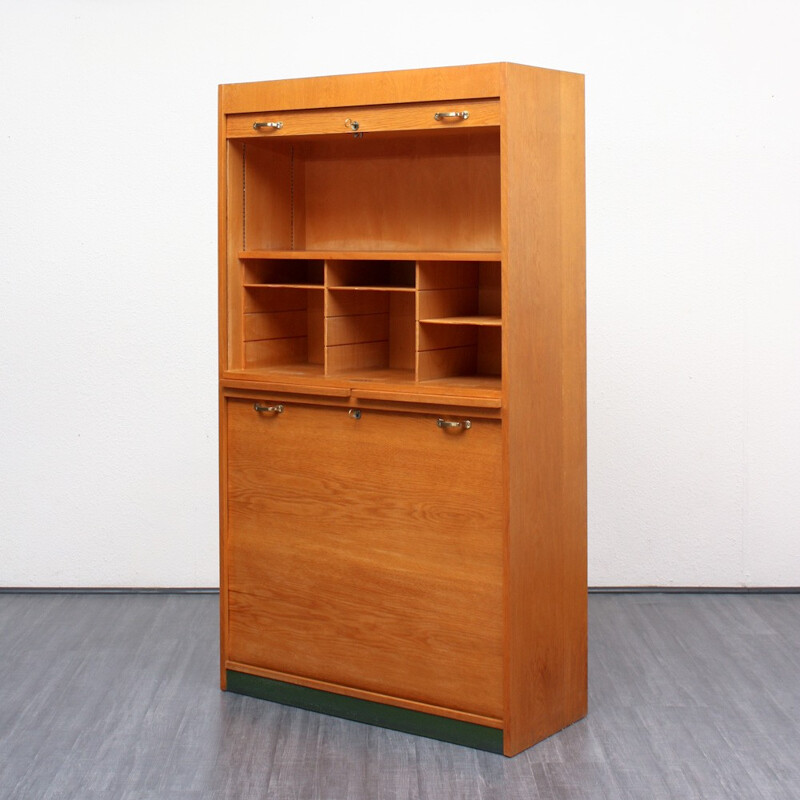 Light oakwood cabinet with several compartments - 1950s