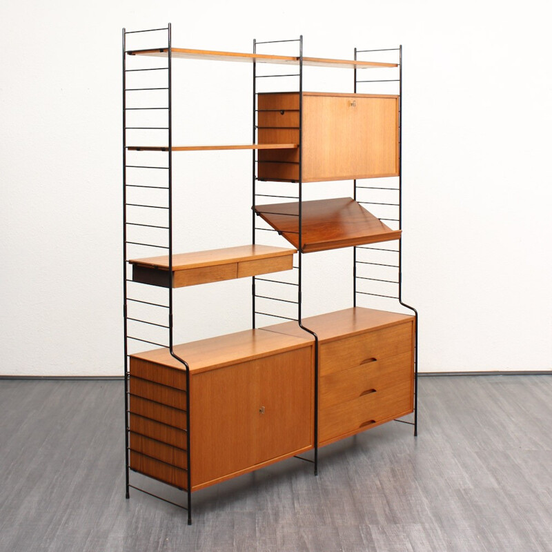 WHB teak shelving system with multiple compartments - 1960s