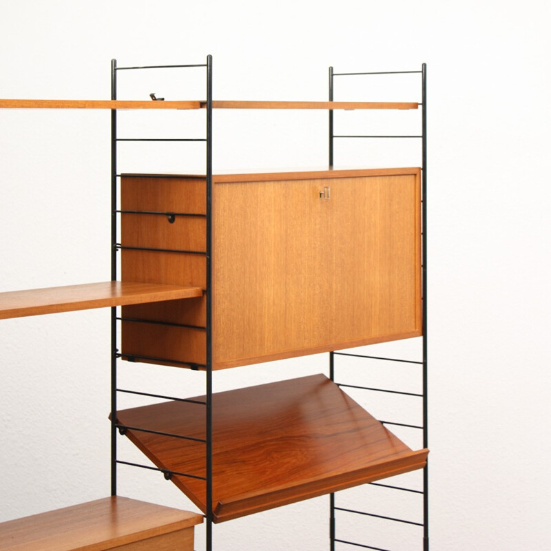 WHB teak shelving system with multiple compartments - 1960s