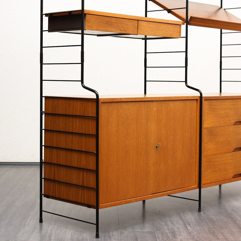 WHB teak shelving system with multiple compartments - 1960s