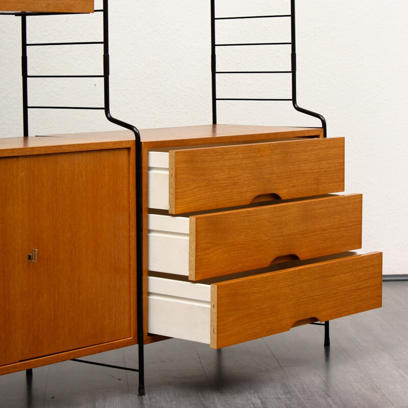 WHB teak shelving system with multiple compartments - 1960s