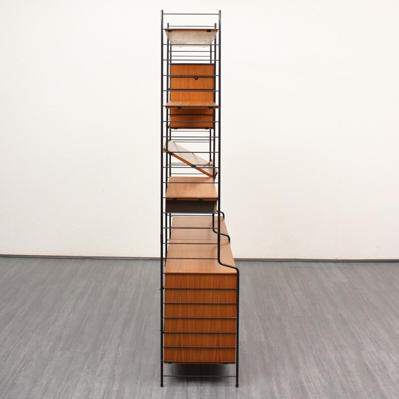 WHB teak shelving system with multiple compartments - 1960s