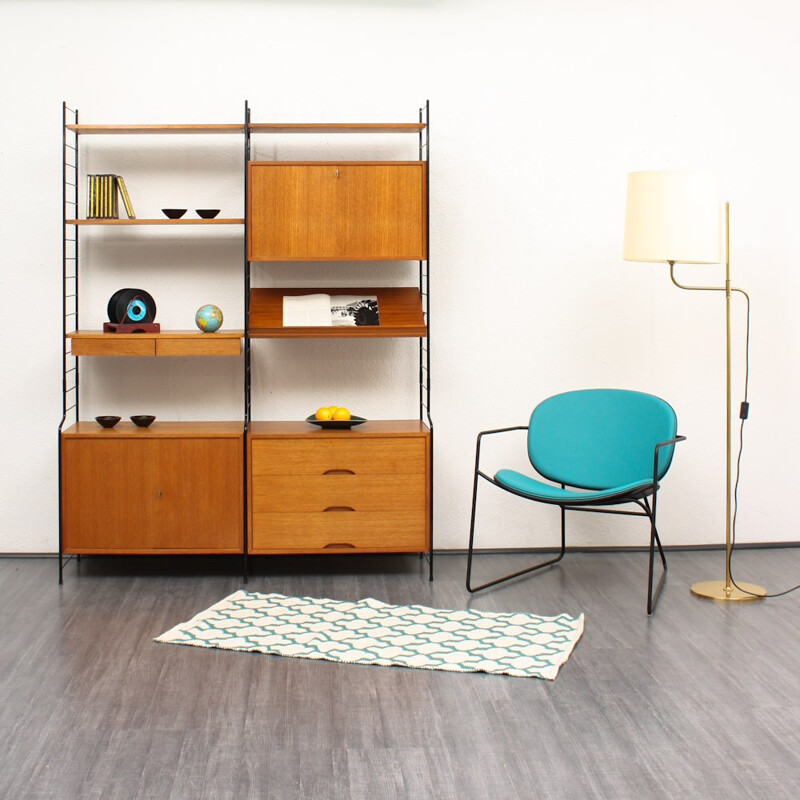 WHB teak shelving system with multiple compartments - 1960s