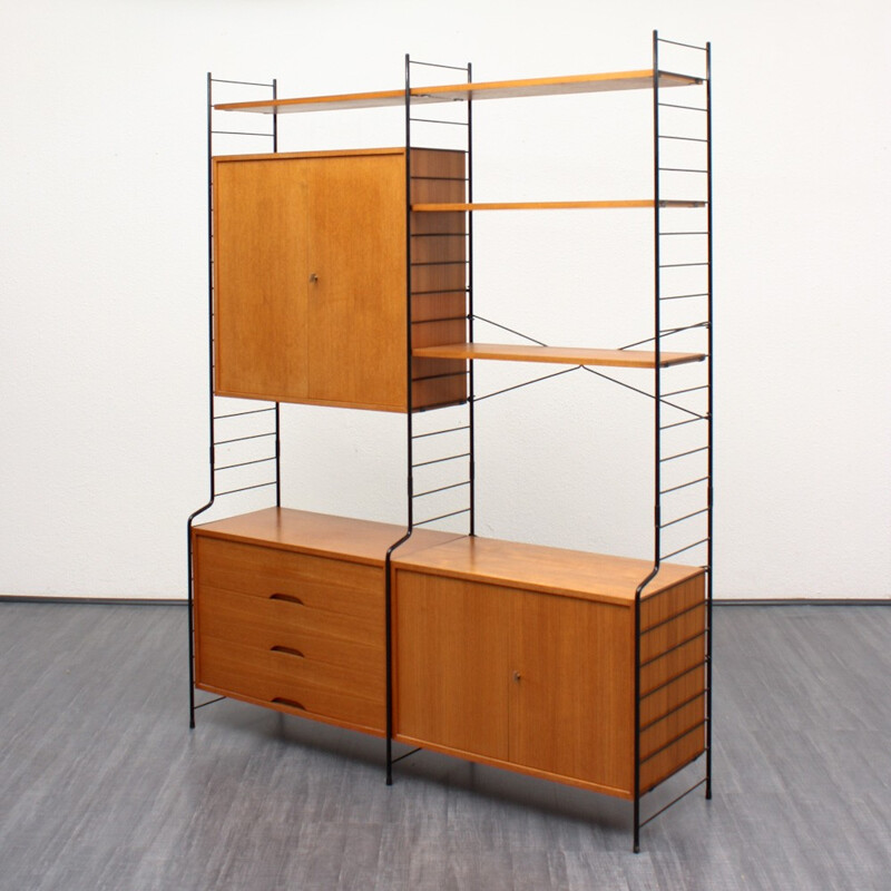 WHB teak shelving system with several compartments - 1960s