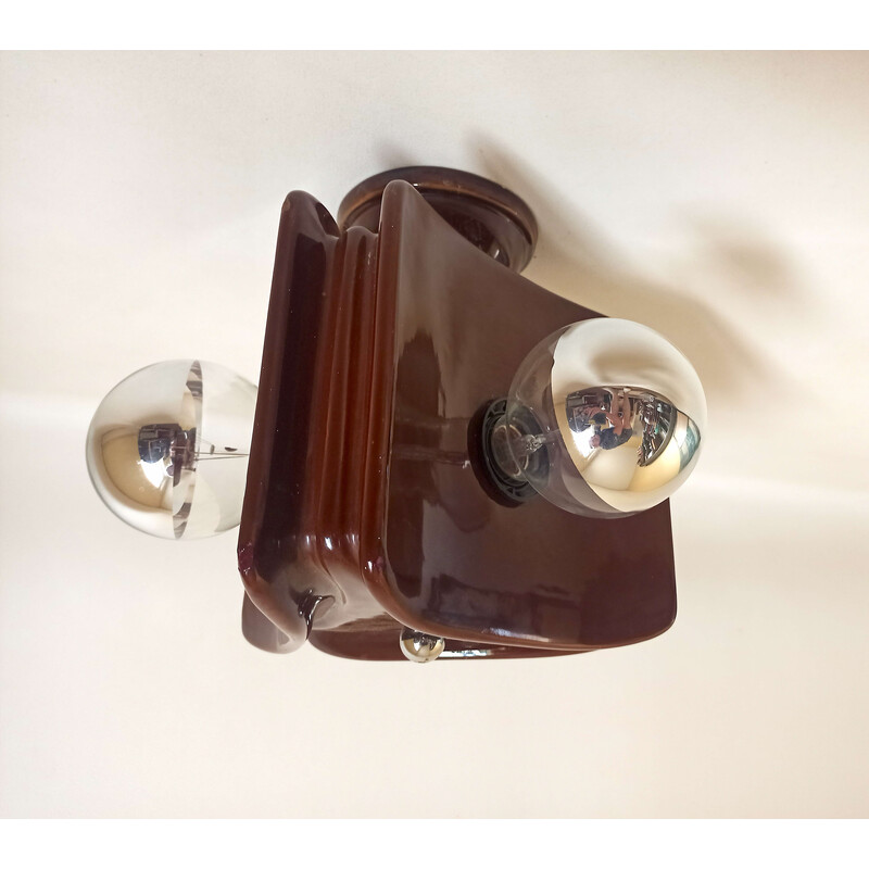 Lampada da soffitto a 3 luci in ceramica vintage di Cari Zalloni per Leola, 1970