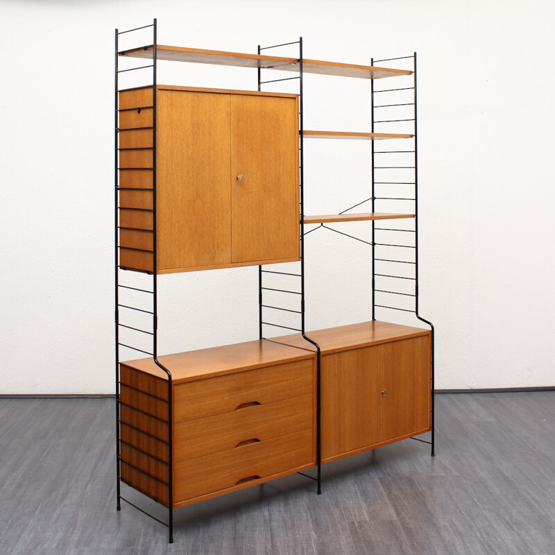 WHB teak shelving system with several compartments - 1960s