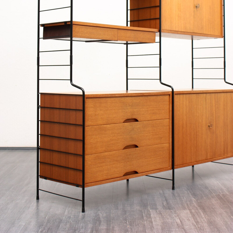 WHB teak shelving unit with three containers - 1960s