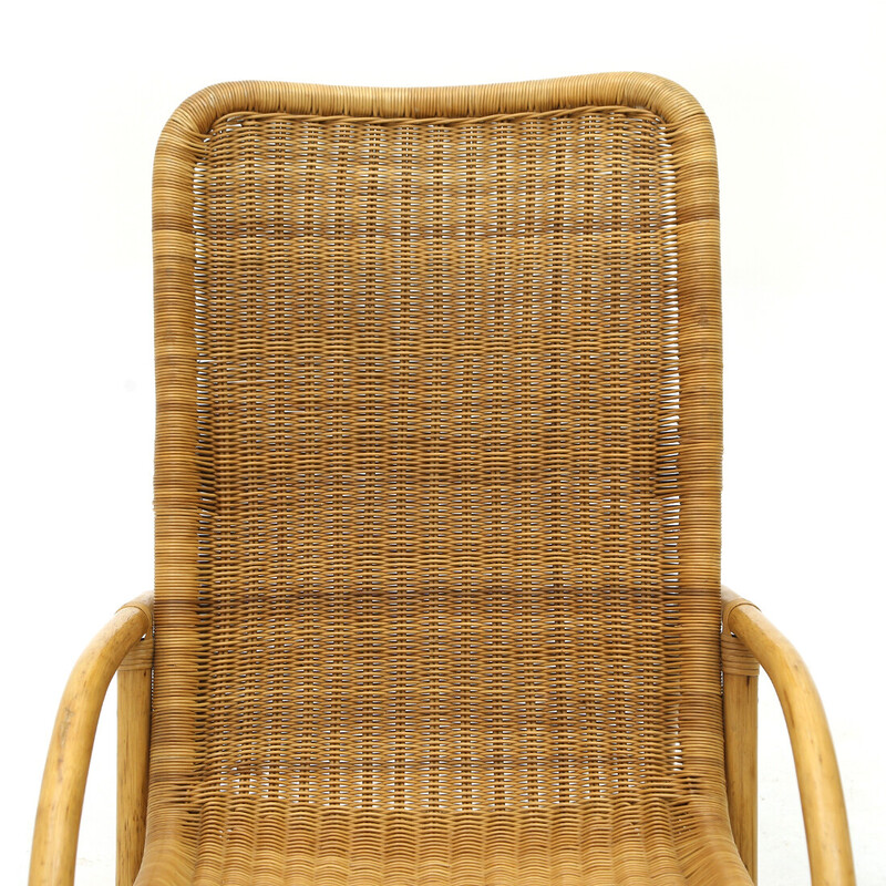 Vintage rocking chair in rattan and woven by Gervasoni, 1970s