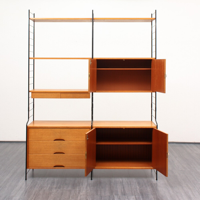 WHB teak shelving unit with three containers - 1960s