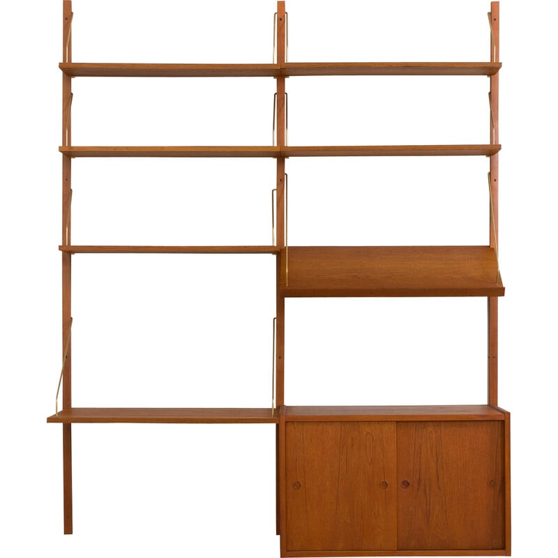 Vintage two bay teak wall unit by Preben Sorensen, Denmark 1960s