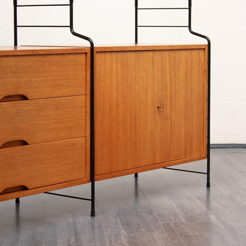 WHB teak shelving unit with three containers - 1960s