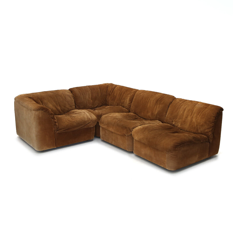 Vintage "Deca" modular sofa in suede by Tito Agnoli for Arflex, 1960s