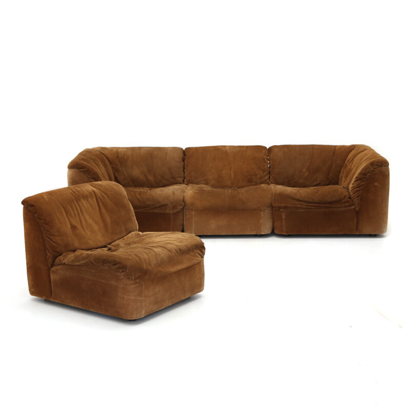 Vintage "Deca" modular sofa in suede by Tito Agnoli for Arflex, 1960s