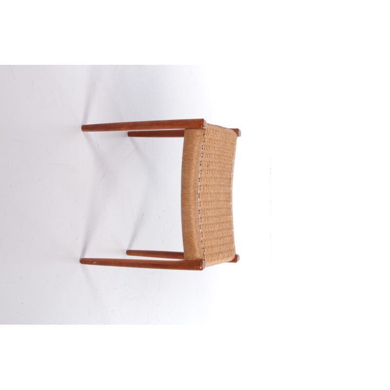 Vintage model 80a teak wood footrest with papercord by Niels Otto Møller, Denmark 1960