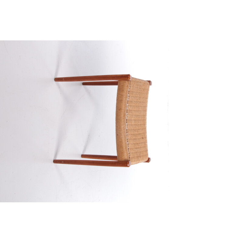 Vintage model 80a teak wood footrest with papercord by Niels Otto Møller, Denmark 1960