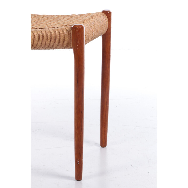 Vintage model 80a teak wood footrest with papercord by Niels Otto Møller, Denmark 1960