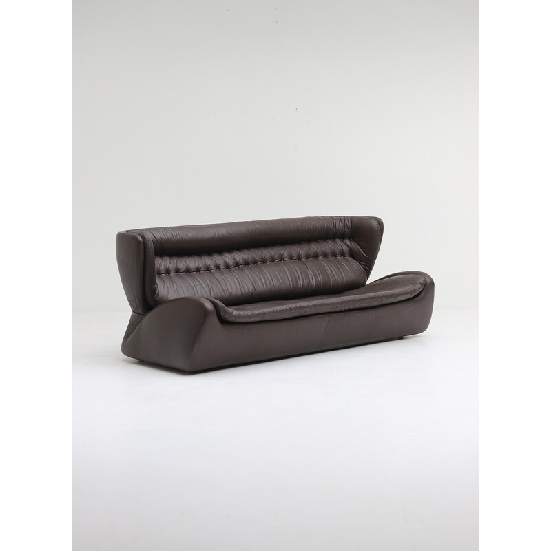 Vintage Dreisitzersofa aus dunkelbraunem Leder Modell Pasha von Durlet, Belgien 1970