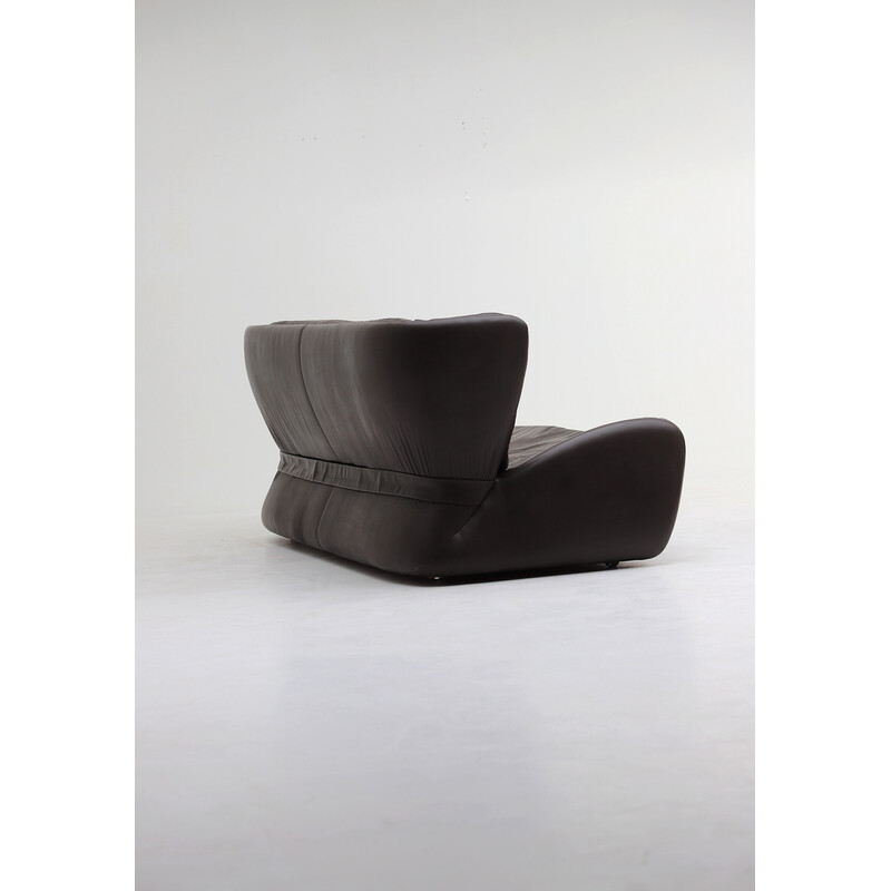 Vintage Dreisitzersofa aus dunkelbraunem Leder Modell Pasha von Durlet, Belgien 1970