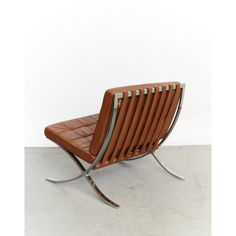 Vintage Mr90 Barcelona armchair and ottoman by Ludwig Mies van der Rohe for Knoll International