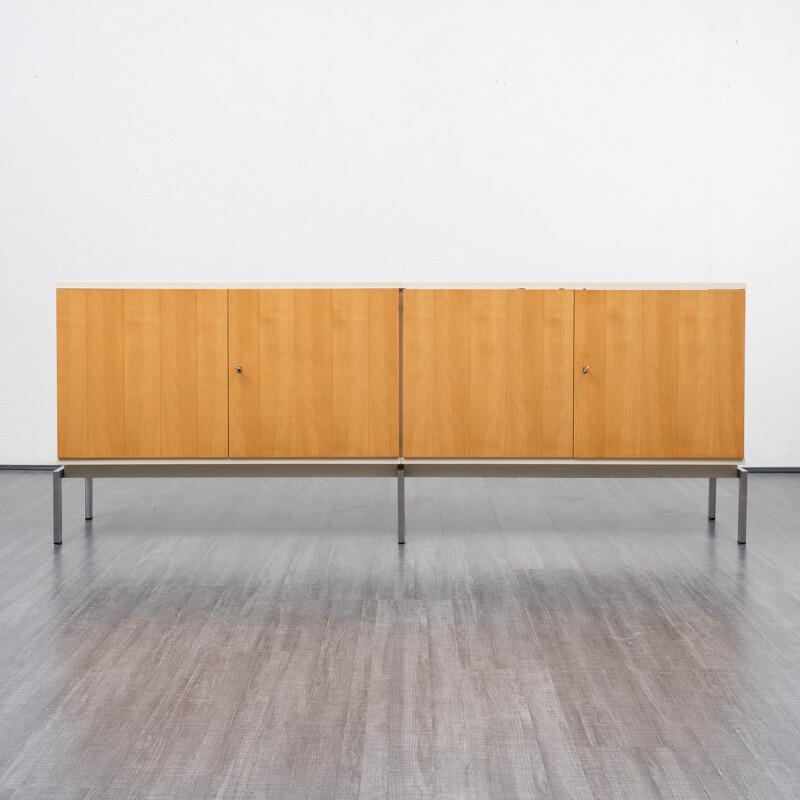 WK Möbel white lacquered and cherry wood sideboard  - 1970s