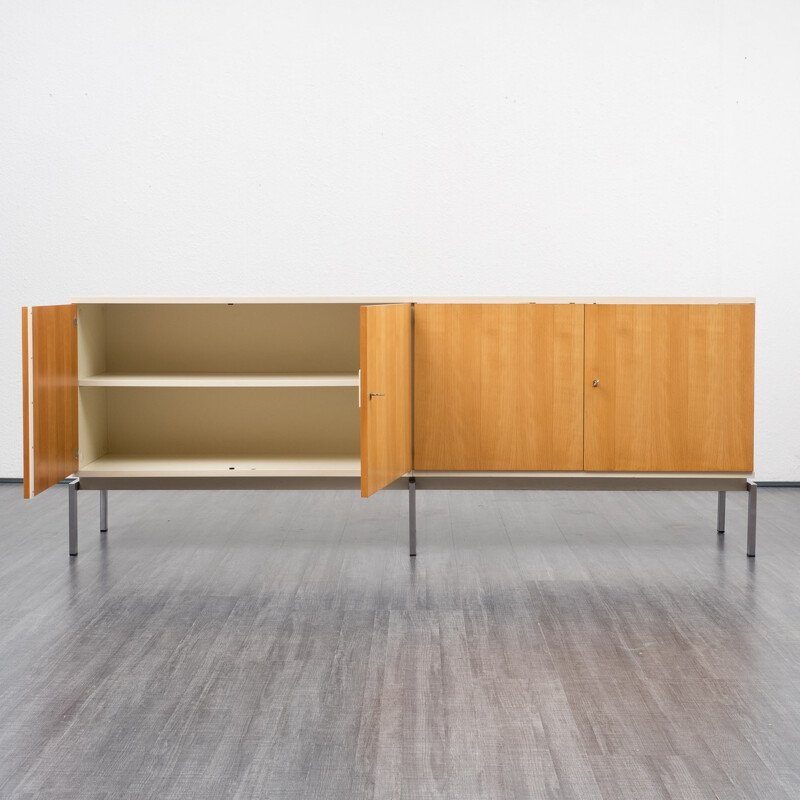 WK Möbel white lacquered and cherry wood sideboard  - 1970s