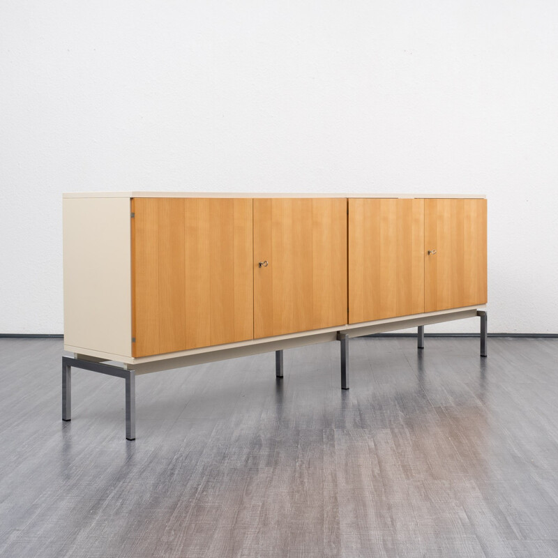 WK Möbel white lacquered and cherry wood sideboard  - 1970s