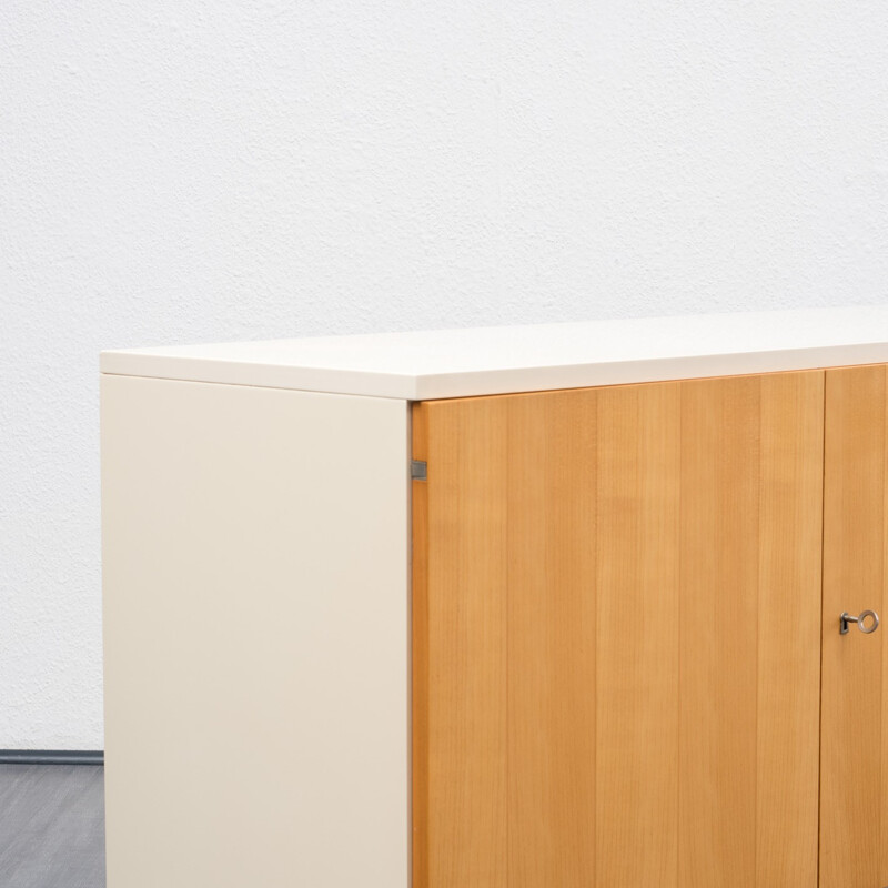 WK Möbel white lacquered and cherry wood sideboard  - 1970s