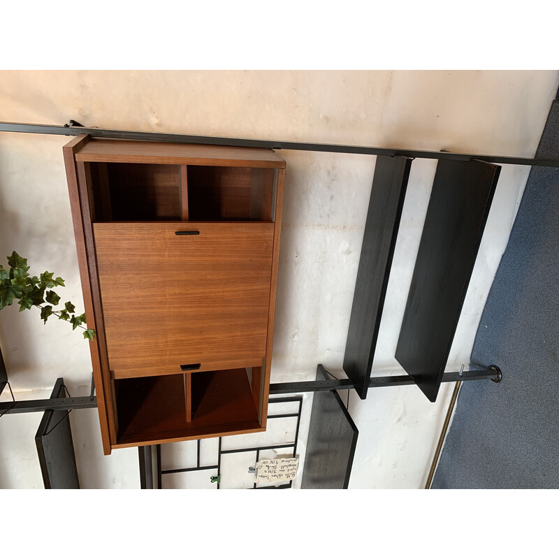 Vintage wood wall unit by Olof Pira, Sweden 1960s